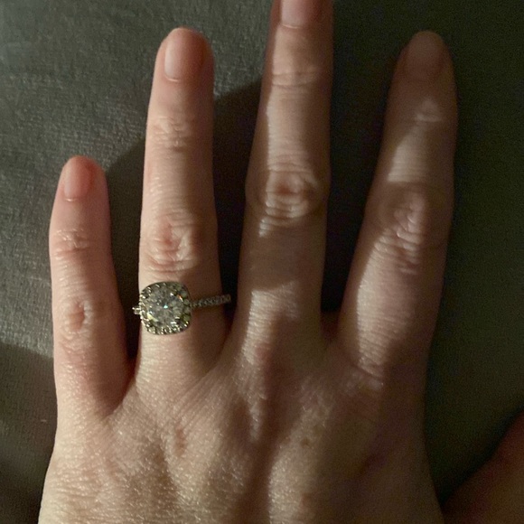 Silver square CZ engagement/cocktail/promise ring - Picture 2 of 7